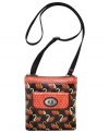 Stand out from the crowd with this cool crossbody from Fossil that boasts a sleek shape and vintage-inspired detailing. Custom hardware and bold pattern dress the outside, while the pocket-lined interior stashes essentials with ease.