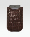 A sleek and compact case in croco-embossed leather, specially designed for iPhones 4 and 4S models and newer BlackBerry models. Shammy-cloth lining securely hold your phone in place. Fits iPhone 4/4S and new BlackBerry models Leather 3½W X 5H Made in USA 