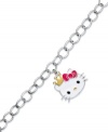 The center of attention. Hello Kitty's sterling silver link bracelet features a stylish charm of the ever-popular character for a whimsical touch. Approximate length: 7-1/2 inches. Approximate drop: 1/2 inch.