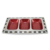 Julia Knight Classic 3-Part Divided Tray, Pomegranate with Check Border Julia Knight Classic 3-Part Divided Tray, Pomegranate with Check Border