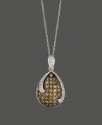 A sweet drop adds stylish sparkle. Le Vian teardrop pendant features round-cut chocolate diamonds (1-1/8 ct. t.w.) and white diamonds (1/6 ct. t.w.) in a polished, 14k white gold setting. Approximate length: 18 inches. Approximate drop: 1-1/5 inches.
