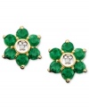 Add a little springtime cheer to your ears. These beautiful 14k gold earrings are studded with round-cut emeralds (7/8 ct. t.w.) and diamond accents.