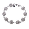 Rose Charms Sterling Silver Plated Chain Bracelet 7.5