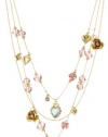 Betsey Johnson Pink Cherry Bead Illusion Necklace