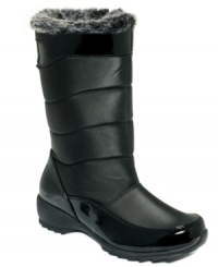 Weather any storm with the Jennifer boots from Sporto. With patent accents on the side, you'll look good doing so. Weather any storm with the Jennifer boots from Sporto. With patent accents on the side, you'll look good doing so.
