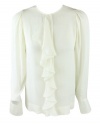 Stella Mccartney Womens Ruffle Front Silk Button Blouse Top