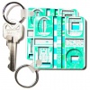 Ovals and Rectangles cut out of a shape to make windows with aqua hues - Set Of 2 Key Chains