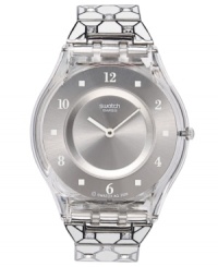 Modern elegance covers this enchanting timepiece from Swatch's Elegantly Framed collection. Modern elegance covers this enchanting timepiece from Swatch's Elegantly Framed collection.