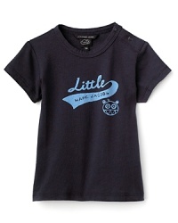 Prepare your little all-star for the major leagues in this baseball-inspired tee, featuring a playful graphic image next to the logo on front. Prepare your little all-star for the major leagues in this baseball-inspired tee, featuring a playful graphic image next to the logo on front.