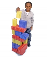 Young construction workers and architects will spend hours with these lightweight yet durable cardboard building blocks. This 40-piece set features three sizes of bricks for constructive imaginative play. Made of premium, extra-thick cardboard for strength, they are easy to assemble and feature a wipe-clean surface. The red blocks hold up to 150 lbs! Young construction workers and architects will spend hours with these lightweight yet durable cardboard building blocks. This 40-piece set features three sizes of bricks for constructive imaginative play. Made of premium, extra-thick cardboard for strength, they are easy to assemble and feature a wipe-clean surface. The red blocks hold up to 150 lbs!