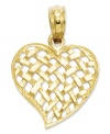 All that matters is the heart. This symbolic charm makes the perfect gift with its unique, basket woven pattern in 14k gold. Chain not included. Approximate length: 7/10 inch. Approximate width: 1/2 inch.