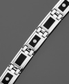 This geometric bracelet is comprised of smooth, stunning sterling silver squares accented with black enamel and highlighted with a few found-cut diamonds (1/8 ct. t.w.) Approximate length: 8 inches.