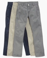 Here's a fair compromise: these slim-fitting chinos offer the comfort of jeans with the dressed-up look of khakis. Here's a fair compromise: these slim-fitting chinos offer the comfort of jeans with the dressed-up look of khakis.
