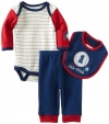 Bon Bebe Baby-boys Newborn Future All Star 3 Piece Pant Set, Navy/Red/Cream, 6-9 Months