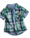 GUESS Kids Boys Baby Plaid Shirt (12 - 24m), PLAID (24M)