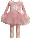 Bonnie Jean Girls 2-6X Snowflake Tutu Legging Set, Pink, 3T