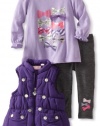 Kids Headquarters Baby-girls Infant Purple Vest with Long Sleeve Tee and Gray Pants