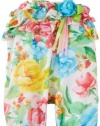 Bonnie Baby-Girls Newborn Cabbage Rose Print Coverall