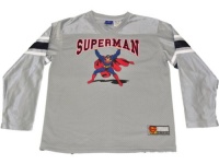 Superman Long Sleeve V-Neck Jersey w/ embroidered SUPERMAN in Team Style Superman Long Sleeve V-Neck Jersey w/ embroidered SUPERMAN in Team Style