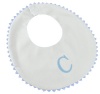 Princess Linens Garden Pique Bib, 2-pack - White with Baby Blue Rick Rack Trim-C