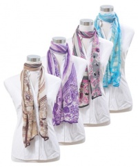 New Gradual Curves with Floral Design Viscose Scarf New Gradual Curves with Floral Design Viscose Scarf