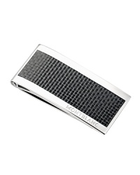 Featuring a shiny stainless steel base with a black carbon inlay, this unique money clip signals modern refinement and impeccable taste. Featuring a shiny stainless steel base with a black carbon inlay, this unique money clip signals modern refinement and impeccable taste.