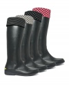 Stomp through puddles in style. Betsey Johnson dolled up these rain boot liner socks with cute stripes and polka dots.