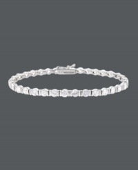 For a look that's red-carpet worthy...strike a pose in B. Brilliant! This eye-catching tennis bracelet features dozens of sparkling, channel-set cubic zirconias (10 ct. t.w.). Crafted in sterling silver. Approximate length: 7-1/4 inches.