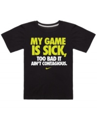 He'll be talkin' trash but looking good on and off the field with this graphic t-shirt from Nike. He'll be talkin' trash but looking good on and off the field with this graphic t-shirt from Nike.