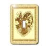 Jaclinart Rose Heart Garden Nature Florals Flowers Damask - Antique gold heart rose surrounded by golden tan damask and tile frames - Light Switch Covers - single toggle switch