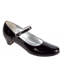 She'll feel like a sophisticated little lady in these mid-heel Mary Jane shoes from Nina. She'll feel like a sophisticated little lady in these mid-heel Mary Jane shoes from Nina.