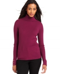 Build your wardrobe with Charter Club's classic ribbed turtleneck sweater. Build your wardrobe with Charter Club's classic ribbed turtleneck sweater.