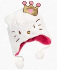 Soft, sweet style! This adorable Hello Kitty hat keeps her warm in the winter, with extra-cute crown details! Soft, sweet style! This adorable Hello Kitty hat keeps her warm in the winter, with extra-cute crown details!