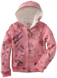 True Religion Girls 2-6X Hand Drawn Classic Hoodie, Fuschia, M