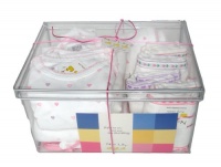 Noa Lily Large Layette Gift Basket, Pink Hearts, 6 Months Noa Lily Large Layette Gift Basket, Pink Hearts, 6 Months