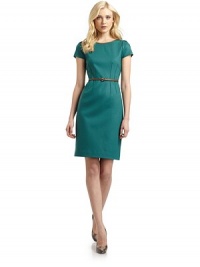 THE LOOKJewel neckline with leather trimShort cap sleevesRemovable leather beltBack zip closureFully linedTHE FITAbout 37½ longTHE MATERIAL80% wool/17% nylon/3% elastaneCARE & ORIGINDry cleanImportedModel shown is 5'11 (180cm) wearing US size 4. THE LOOKJewel neckline with leather trimShort cap sleevesRemovable leather beltBack zip closureFully linedTHE FITAbout 37½ longTHE MATERIAL80% wool/17% nylon/3% elastaneCARE & ORIGINDry cleanImportedModel shown is 5'11 (180cm) wearing US size 4.
