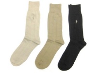 Polo Ralph Lauren Set of Three Men's Dress Socks-Slightly Ribbed: Multi - (Beige, Tan, Brown) (Size 10-13) Polo Ralph Lauren Set of Three Men's Dress Socks-Slightly Ribbed: Multi - (Beige, Tan, Brown) (Size 10-13)