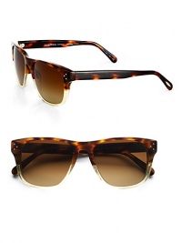 Retro design crafted in square-shaped acetate with end pieces that feature a three-pin detail. Available in cascara tortoise frames with brown gradient polarized lenses.Acetate100% UV ProtectionImported Retro design crafted in square-shaped acetate with end pieces that feature a three-pin detail. Available in cascara tortoise frames with brown gradient polarized lenses.Acetate100% UV ProtectionImported