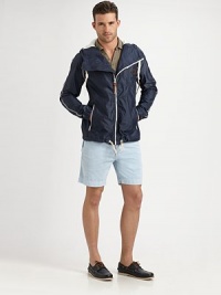 Lightweight outerwear, ideal for transitional weather, rendered in long-lasting nylon, yarn dyed for a melange effect.Zip frontAttached drawstring hoodZippered side slash pocketsDrawstring hemAbout 26 from shoulder to hem75% polyamide/25%polyesterMachine washImported Lightweight outerwear, ideal for transitional weather, rendered in long-lasting nylon, yarn dyed for a melange effect.Zip frontAttached drawstring hoodZippered side slash pocketsDrawstring hemAbout 26 from shoulder to hem75% polyamide/25%polyesterMachine washImported
