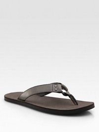 Classic thong design with signature woven-pattern footbed.Leather upperRubber soleMade in Italy Classic thong design with signature woven-pattern footbed.Leather upperRubber soleMade in Italy