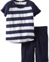 Splendid Littles Boys 2-7 White Slub Rugby Crew Short Set Toddler, Navy, 2T