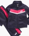 She'll pull off sporty in smooth style with one of these sweet track jacket and pant sets from Puma.