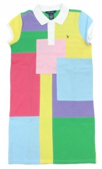 Ralph Lauren Girls Mesh Patchwork Pony Logo Polo Dress - XL (16) - Multicolored Ralph Lauren Girls Mesh Patchwork Pony Logo Polo Dress - XL (16) - Multicolored