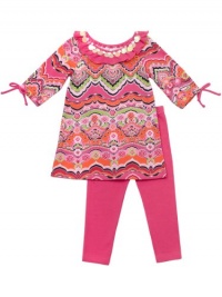 Rare Editions Girls 2-6X Print Dress with Leggings, Fuchsia/Orange, 2T Rare Editions Girls 2-6X Print Dress with Leggings, Fuchsia/Orange, 2T