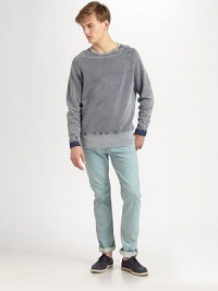 Equally stylish and cozy, the heavy pique sweatshirt shaped in fleece cotton with just the right amount of fading and distressing for a well-worn look.CrewneckBanded cuffs and hemCottonMachine washImported Equally stylish and cozy, the heavy pique sweatshirt shaped in fleece cotton with just the right amount of fading and distressing for a well-worn look.CrewneckBanded cuffs and hemCottonMachine washImported