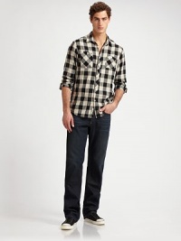 Crinkled cotton in a bold check pattern that's easy to wear and will get you easily noticed.Button frontButtoned chest pocketsAbout 26 from shoulder to hemCottonMachine washImported Crinkled cotton in a bold check pattern that's easy to wear and will get you easily noticed.Button frontButtoned chest pocketsAbout 26 from shoulder to hemCottonMachine washImported