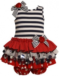 Size-24M, Navy, BNJ-8036R, 2-Piece Striped Knit to Multi Tiered Mix-Print Drop Waist Dress, Bonnie Jean Baby-Infant Special Occasion Flower Girl Party Dress Size-24M, Navy, BNJ-8036R, 2-Piece Striped Knit to Multi Tiered Mix-Print Drop Waist Dress, Bonnie Jean Baby-Infant Special Occasion Flower Girl Party Dress