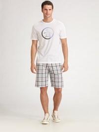 Summer style with a classic fit that hits the knee in soft, breezy cotton. Side slash, back welt pockets Inseam, about 11½ Cotton; machine wash Imported Summer style with a classic fit that hits the knee in soft, breezy cotton. Side slash, back welt pockets Inseam, about 11½ Cotton; machine wash Imported