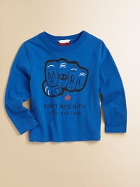 A fistful of style in a tee that boldly tells the neighborhood kids who's in charge.Ribbed crewneckLong hemmed sleevesPlain backCottonMachine washImported A fistful of style in a tee that boldly tells the neighborhood kids who's in charge.Ribbed crewneckLong hemmed sleevesPlain backCottonMachine washImported