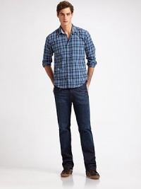 Cool and casual in a slim fit with denim trimmed collar detail and washed worn-in feel.Slim fitButton frontAbout 26 from shoulder to hemCottonMachine washImported Cool and casual in a slim fit with denim trimmed collar detail and washed worn-in feel.Slim fitButton frontAbout 26 from shoulder to hemCottonMachine washImported